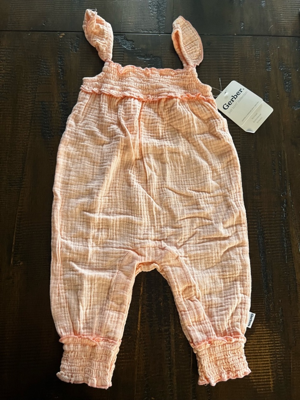 Gerber Peach Cotton Smocked Romper
